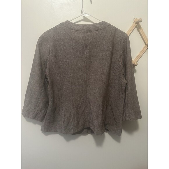 Chadwick’s Size 14 Brown Linen Blend Blazer Jacket Button Up - Picture 3 of 6